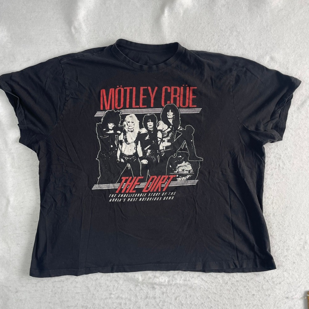 Motley Crue T Shirt Mens 2XL Black The Dirt Band Graphic Short Sleeve Tee
